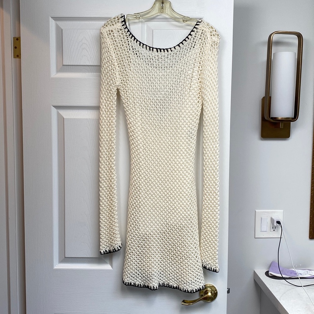 New NBD crochet off-white mini dress